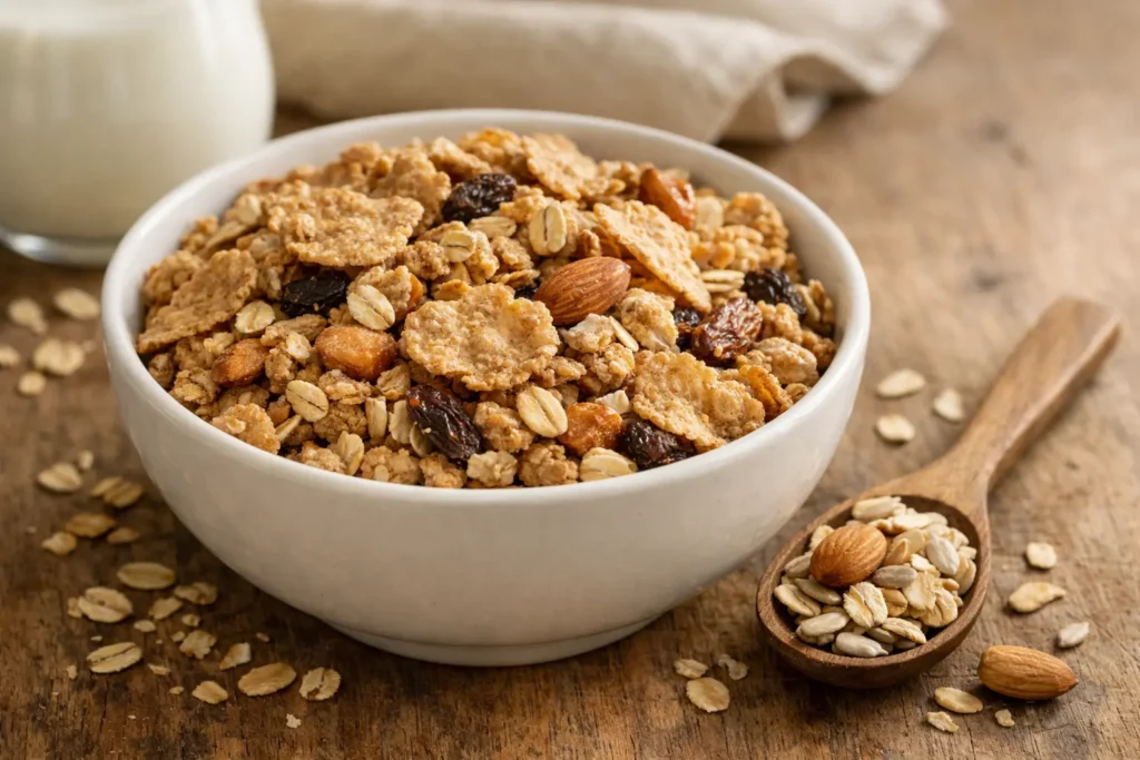 Low-sugar whole grain cereal for balanced energy and healthy breakfast