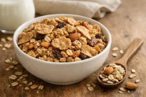 Low-sugar whole grain cereal for balanced energy and healthy breakfast